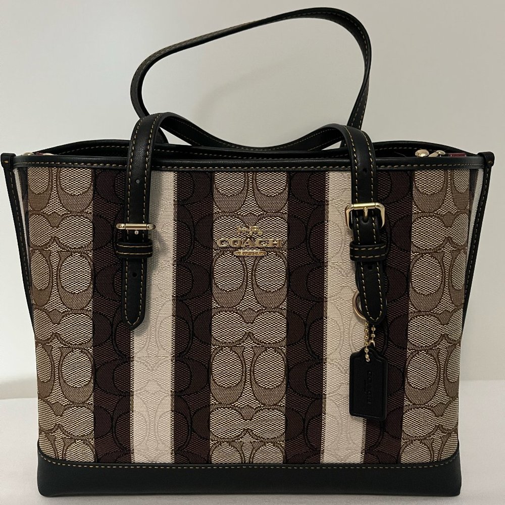 Coach Mollie Tote 25 In Signature Jacquard With Stripes